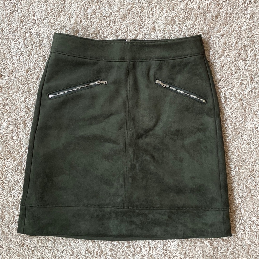 Loft Green Faux Suede Skirt
